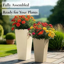 70cm Zinc Galvanised Cream Tall Tapered Square Planter - image 3