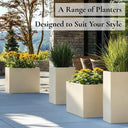 70cm Zinc Galvanised Cream Tall Tapered Square Planter - image 9