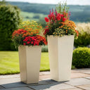 70cm Zinc Galvanised Cream Tall Tapered Square Planter - image 12