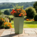 70cm Zinc Galvanised Sage Green Tall Tapered Square Planter