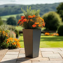 70cm Zinc Galvanised Matte Grey Tall Flared Tapered Square Planter