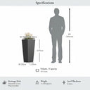 70cm Zinc Galvanised Matte Grey Tall Flared Tapered Square Planter