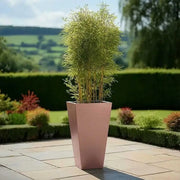 70cm Zinc Galvanised Brushed Rose Gold Finish Tall Tapered Square Planter