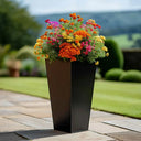70cm Zinc Galvanised Matte Black Tapered Square Planter
