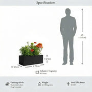 70cm Zinc Galvanised Matte Black Trough Planter