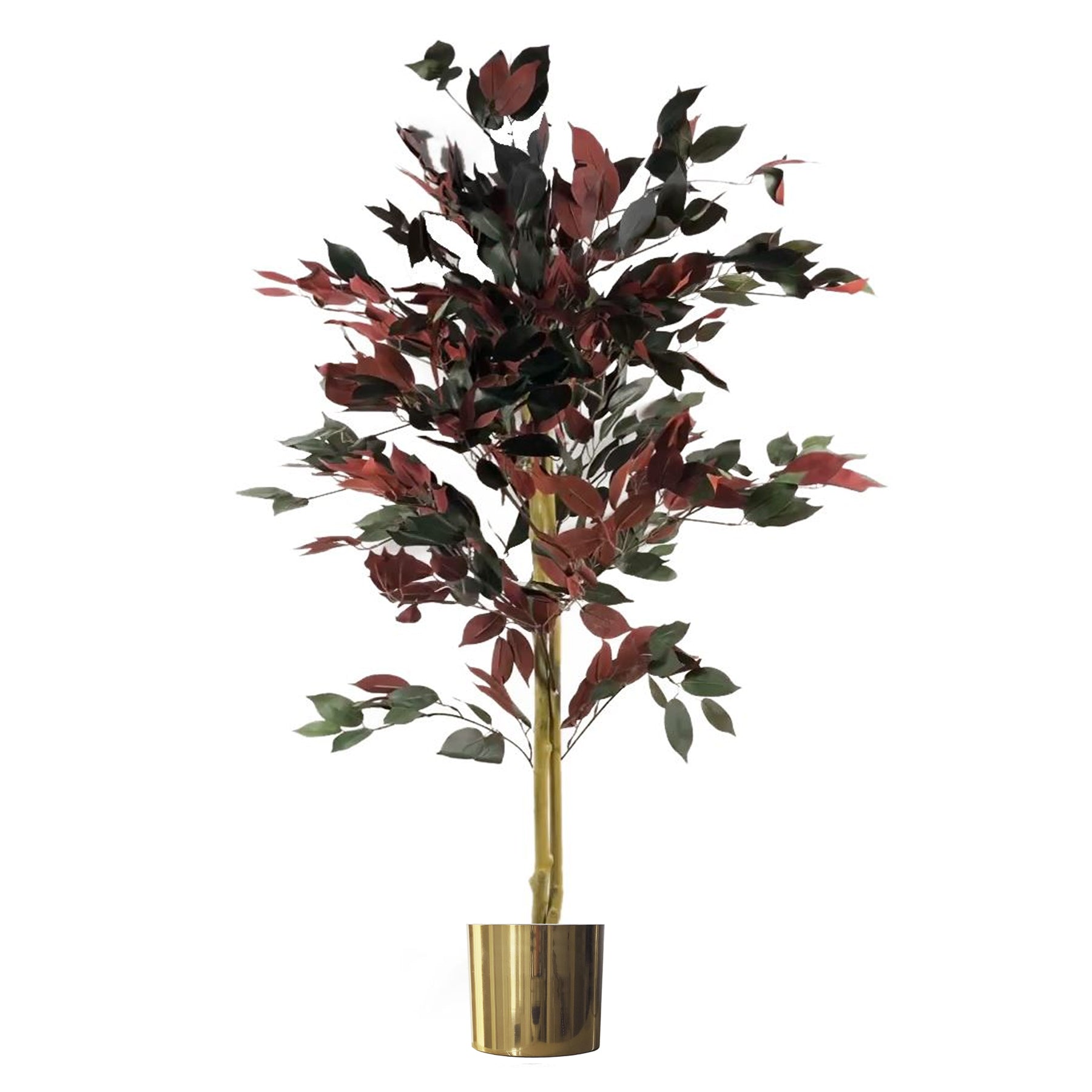 120cm (4ft) Artificial Red Ficus Tree With Gold Metal Planter