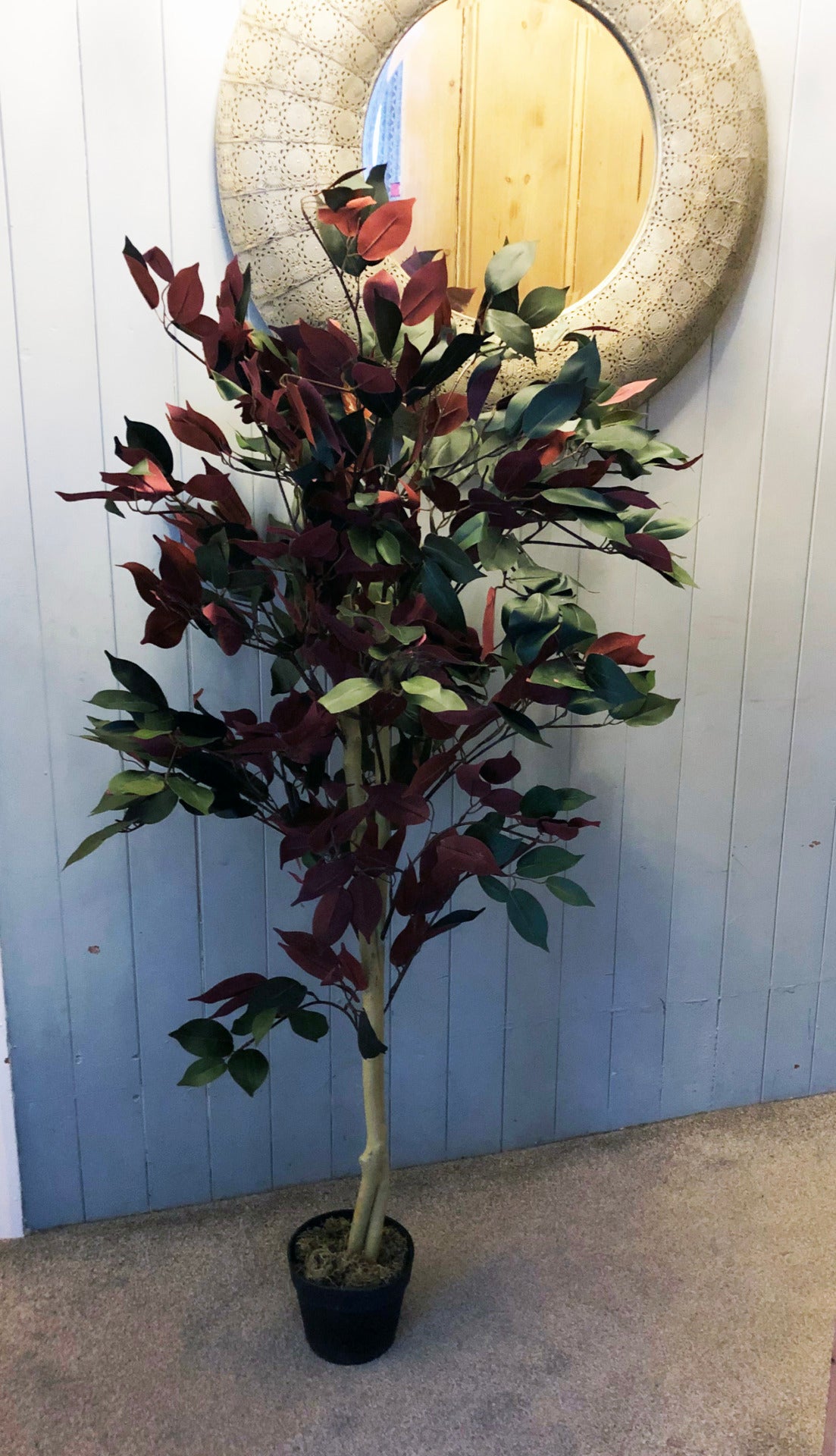 120cm (4ft) Artificial Dark Red Green Ficus Plant - Extra Large