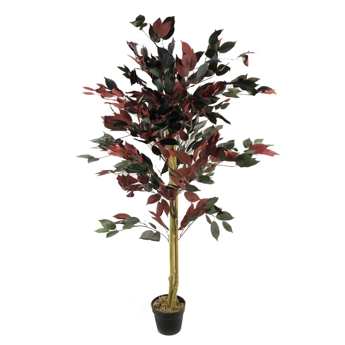 120cm (4ft) Artificial Red Ficus Tree With Gold Metal Planter