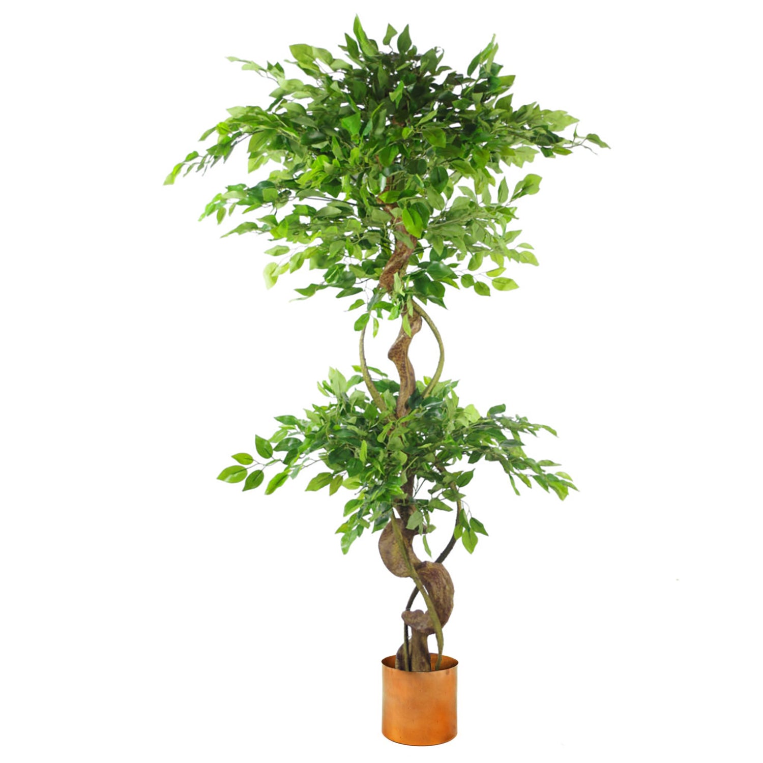 150cm Twisted Trunk Artificial Japanese Fruticosa Ficus Tree Copper Planter