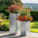 75cm Zinc Galvanised Brushed Silver Tall Square Planter