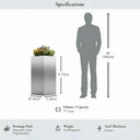 75cm Zinc Galvanised Brushed Silver Tall Square Planter