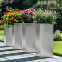 75cm Zinc Galvanised Brushed Silver Tall Square Planter