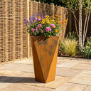 75cm Geometric Tall Square Corten Steel Planter with Feet