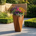 75cm Geometric Tall Square Corten Steel Planter with Feet