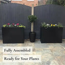 75cm Long Zinc Galvanised Matte Black 90cm Tall Trough Planter