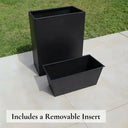 75cm Long Zinc Galvanised Matte Black 90cm Tall Trough Planter