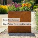 75cm Long Corten Steel 90cm Tall Trough Planter with Plate & Feet