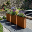 75cm Long Corten Steel 90cm Tall Trough Planter with Plate & Feet