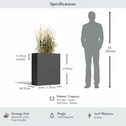 75cm Long Zinc Galvanised Matte Grey 90cm Tall Trough Planter