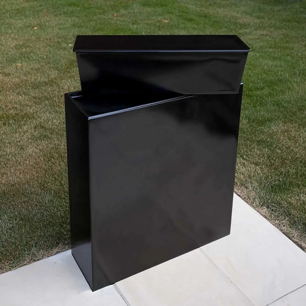 long tall trough polished black planter