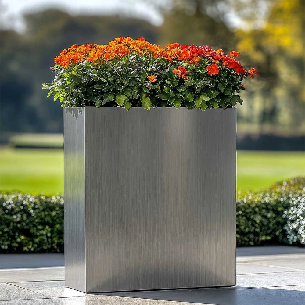 75cm Long Zinc Silver 90cm Tall Trough Planter