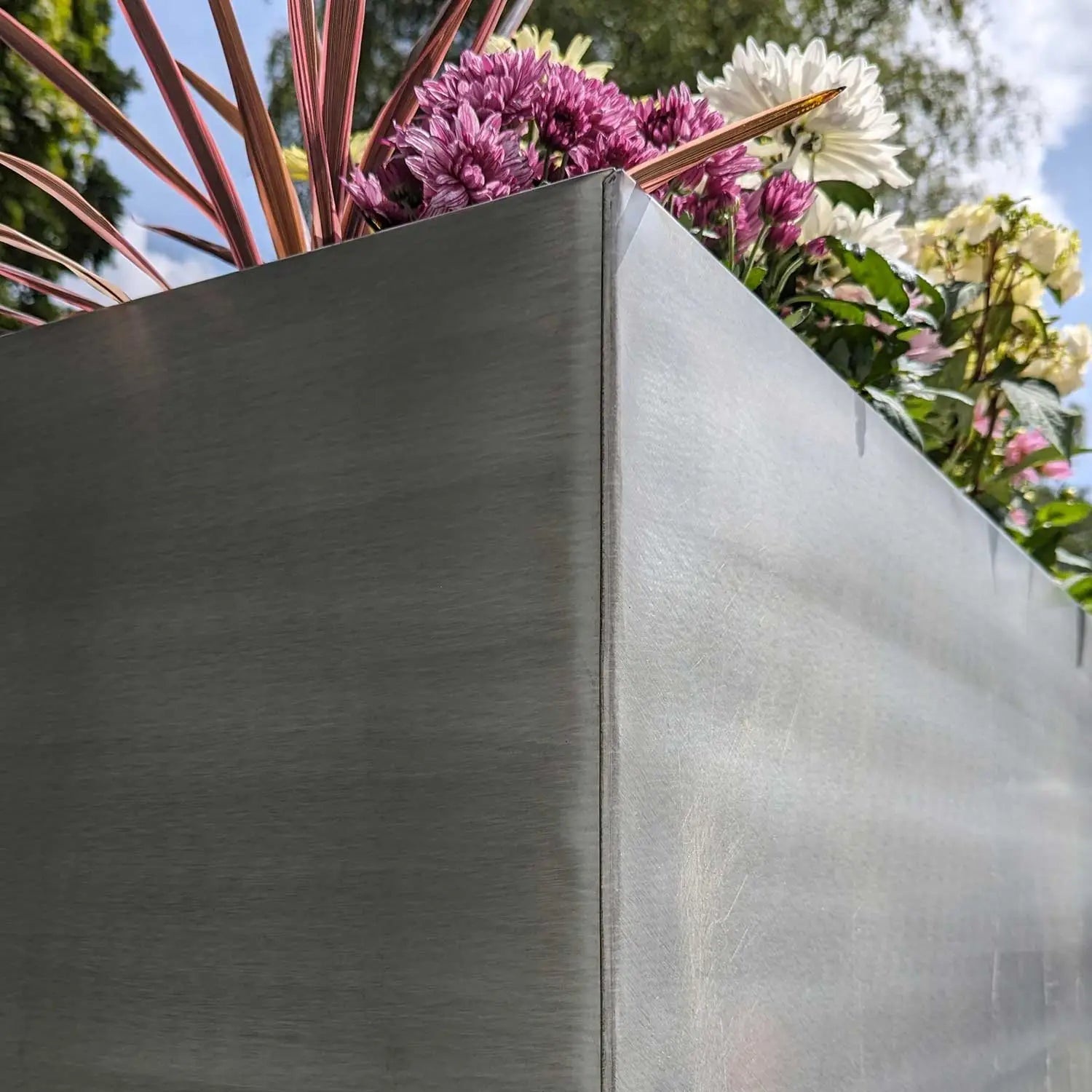 75cm Long Zinc Silver 90cm Tall Trough Planter