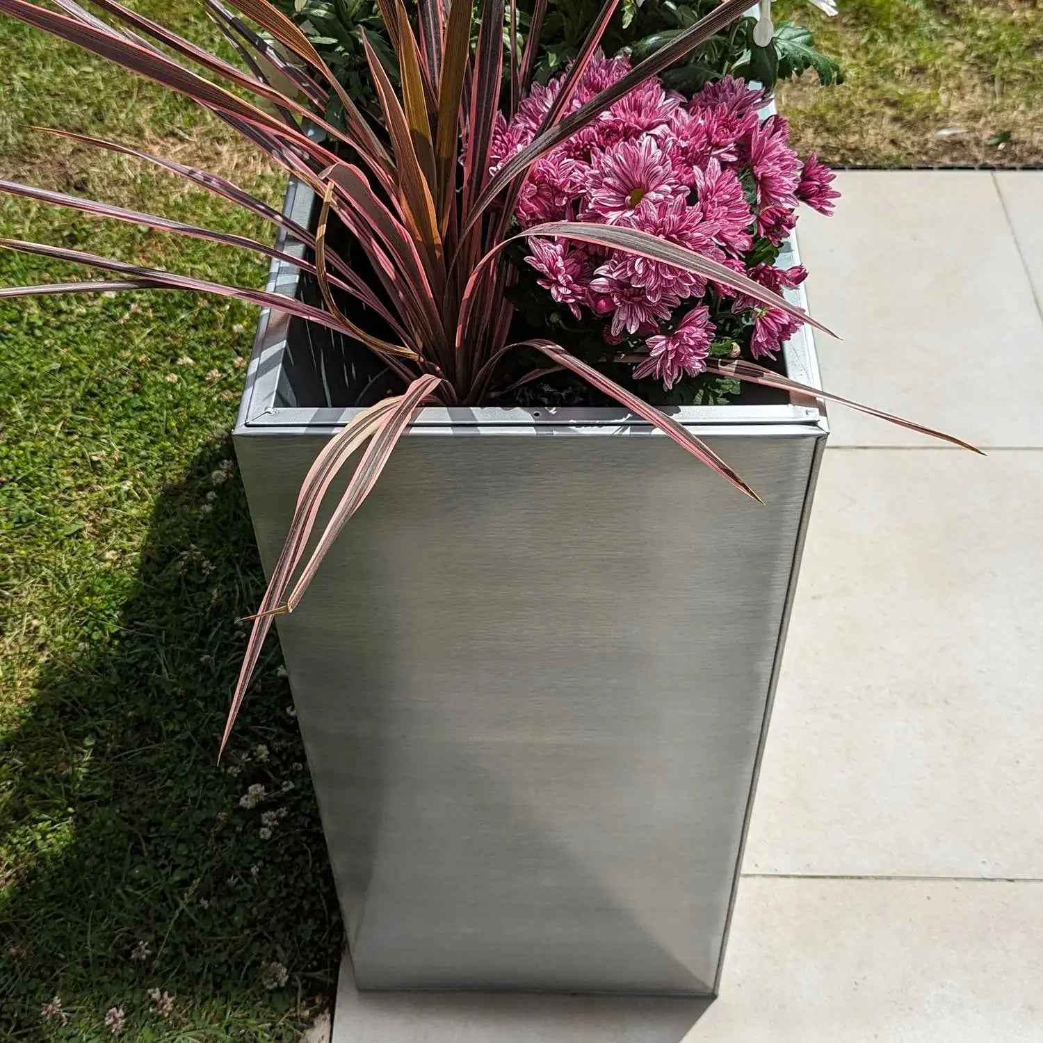 long tall trough silver planter