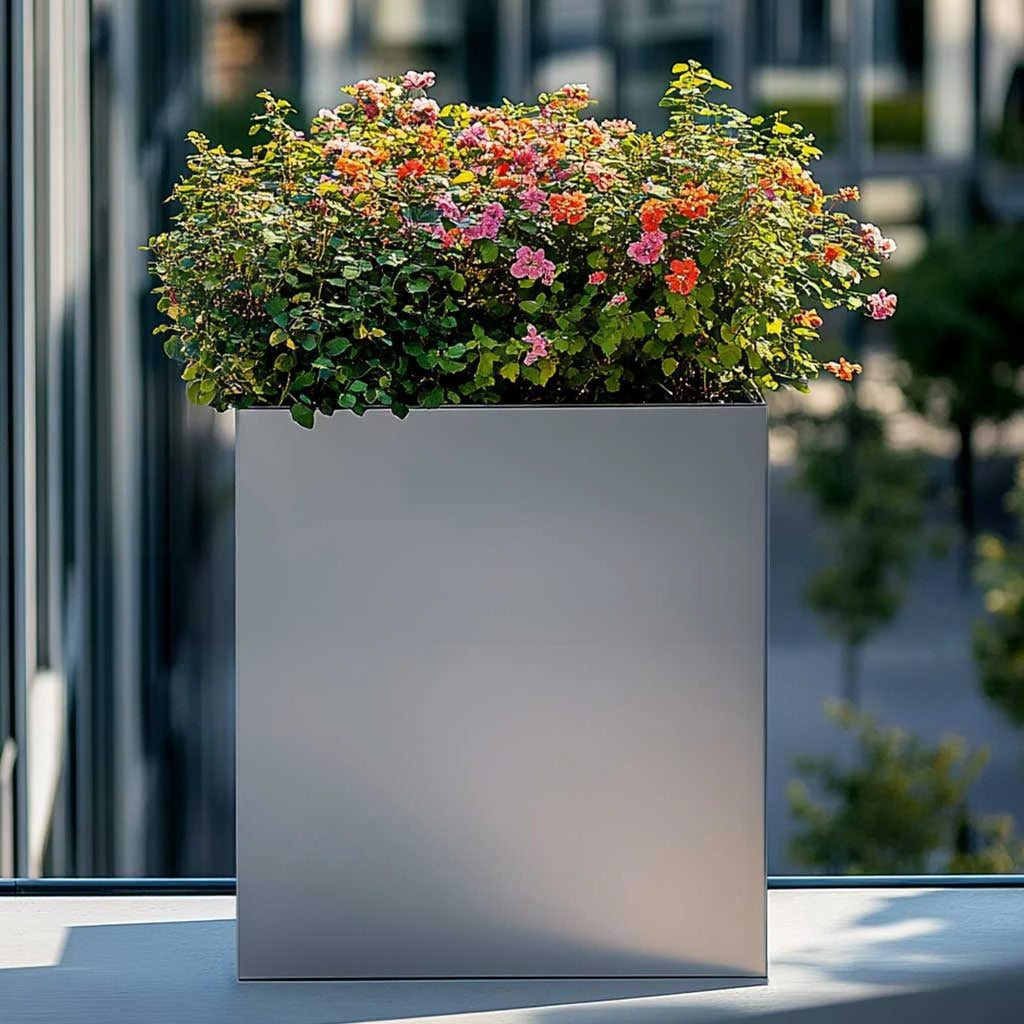 75cm Long Zinc Silver 90cm Tall Trough Planter