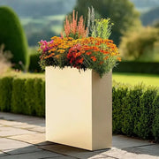 75cm Long Zinc Galvanised Cream 90cm Tall Trough Planter