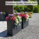 75cm Long Zinc Galvanised Matte Grey 90cm Tall Trough Planter