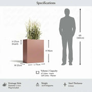 75cm Long Zinc Galvanised Rose Gold 90cm Tall Trough Planter