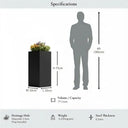 75cm Zinc Galvanised Matte Black Tall Square Planter