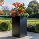 75cm Zinc Galvanised Matte Black Tall Square Planter