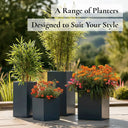 75cm Zinc Galvanised Matte Grey Tall Square Planter