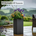 75cm Zinc Galvanised Matte Grey Tall Square Planter