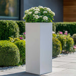 tall square matte white planter