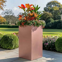 75cm Zinc Galvanised Brushed Rose Gold Copper Finish Tall Square Planter