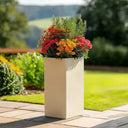 75cm Zinc Galvanised Cream Tall Square Planter