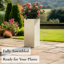 75cm Zinc Galvanised Cream Tall Square Planter - image 3
