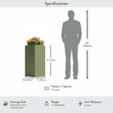 75cm Zinc Galvanised Sage Green Tall Square Planter - image 2