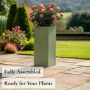75cm Zinc Galvanised Sage Green Tall Square Planter - image 3