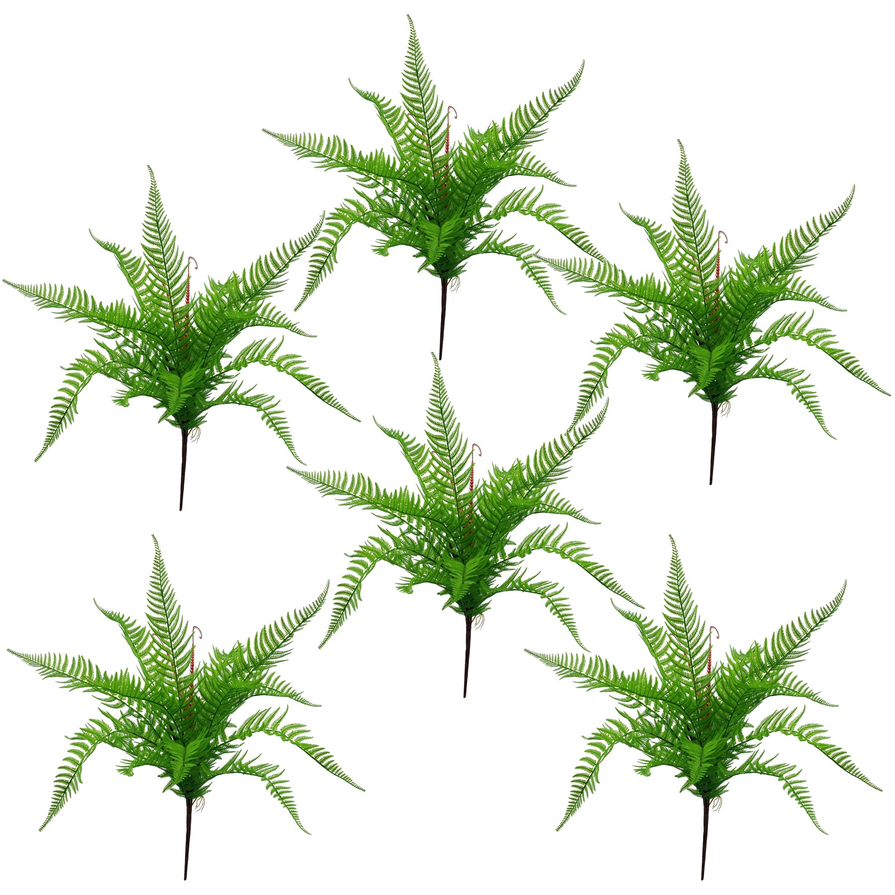 6 x 60cm Artificial Bushy Dixie Wood Fern Dark Green Plant