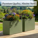 80cm Long Zinc Galvanised Sage Green 60cm Tall Trough Planter - image 3