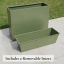 80cm Long Zinc Galvanised Sage Green 60cm Tall Trough Planter - image 4
