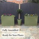 80cm Long Zinc Galvanised Sage Green 60cm Tall Trough Planter - image 5