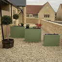 80cm Long Zinc Galvanised Sage Green 60cm Tall Trough Planter - image 15