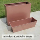 80cm Long Zinc Galvanised Brushed Rose Gold Finish 60cm Tall Trough Planter