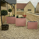 80cm Long Zinc Galvanised Brushed Rose Gold Finish 60cm Tall Trough Planter