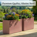 80cm Long Zinc Galvanised Brushed Rose Gold Finish 60cm Tall Trough Planter
