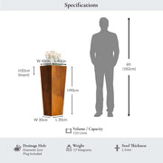 corten steel tapered planter size comparision